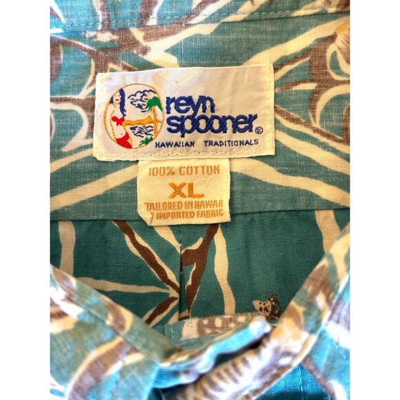 Reyn Spooner Size XL Hawaiian Traditionals Half Button Shirt Short Sleeves Shell - Picture 9 of 10